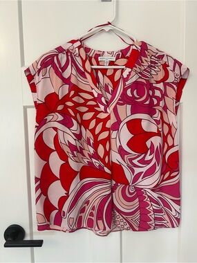 Anthropologie Maison d'Amelie Pink Red Abstract Print Top M